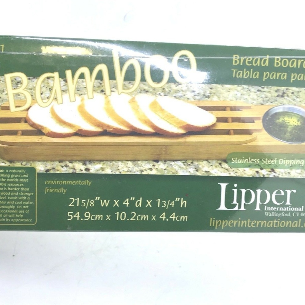 Bread Board Lipper Bamboo Stainless Steel Dipping